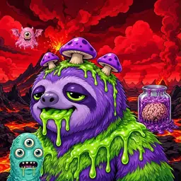 Oozlings #6703, Slime Sloth · Lava Fields