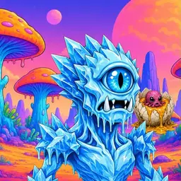 Oozlings #6714, Ice Cyclops · Mushroom Desert