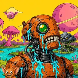 Oozlings #6724, Rusty Robot · Turquoise Swamp