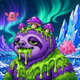 Oozlings #6727, Slime Sloth · Aurora Ice