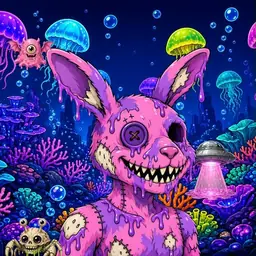 Oozlings #6728, Zombie Bunny · Glow Reef
