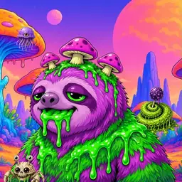 Oozlings #6733, Mutated Slime Sloth · Mushroom Desert