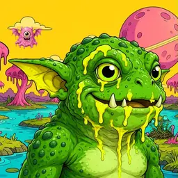 Oozlings #6738, Mutated Toad Goblin · Turquoise Swamp