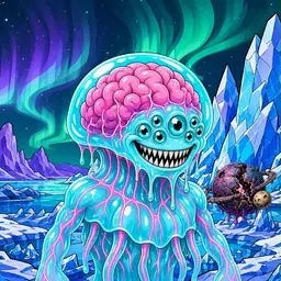 Oozlings #6739, Jellyfish Brain · Aurora Ice