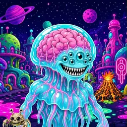 Oozlings #6748, Jellyfish Brain · Neon City