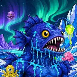 Oozlings #675, Anglerfish · Aurora Ice
