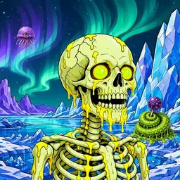 Oozlings #6751, Mutated Skull · Aurora Ice