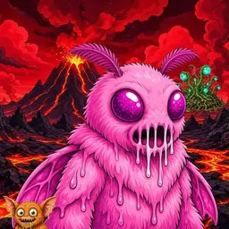 Oozlings #677, Mutant Moth · Lava Fields