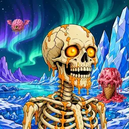 Oozlings #6774, Skull · Aurora Ice