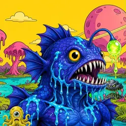 Oozlings #678, Anglerfish · Turquoise Swamp