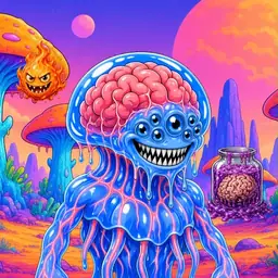 Oozlings #6785, Mutated Jellyfish Brain · Mushroom Desert