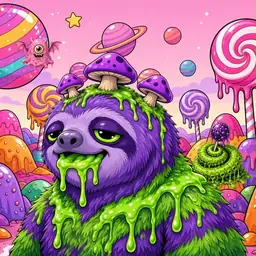 Oozlings #6786, Slime Sloth · Candy Planet