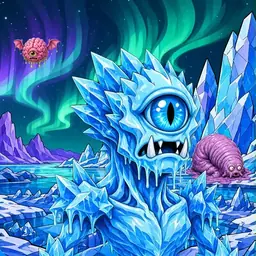 Oozlings #6804, Ice Cyclops · Aurora Ice