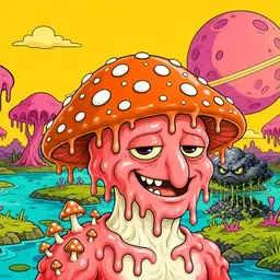 Oozlings #6805, Mutated Mushroom Head · Turquoise Swamp