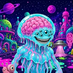 Oozlings #6812, Jellyfish Brain · Neon City