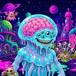 Oozlings #6826, Jellyfish Brain · Neon City