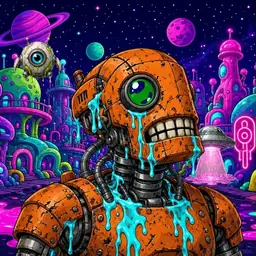 Oozlings #6832, Rusty Robot · Neon City
