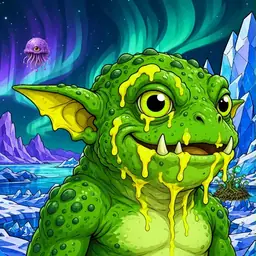 Oozlings #6834, Mutated Toad Goblin · Aurora Ice