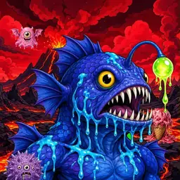 Oozlings #6836, Anglerfish · Lava Fields