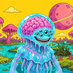 Oozlings #6839, Jellyfish Brain · Turquoise Swamp