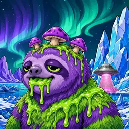 Oozlings #6845, Slime Sloth · Aurora Ice