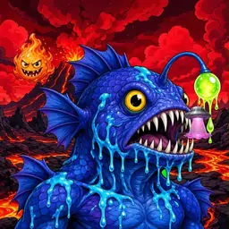 Oozlings #6850, Anglerfish · Lava Fields