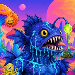 Oozlings #6853, Anglerfish · Mushroom Desert