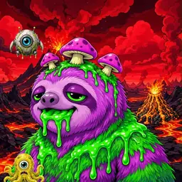 Oozlings #6854, Mutated Slime Sloth · Lava Fields
