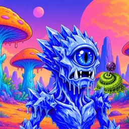 Oozlings #6858, Mutated Ice Cyclops · Mushroom Desert