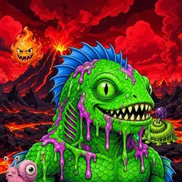 Oozlings #6861, Mutated Swamp Fish · Lava Fields