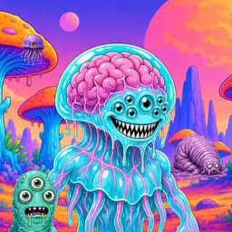 Oozlings #6872, Jellyfish Brain · Mushroom Desert