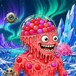 Oozlings #6873, Mutated Gumball Brain · Aurora Ice