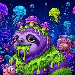 Oozlings #6875, Slime Sloth · Glow Reef