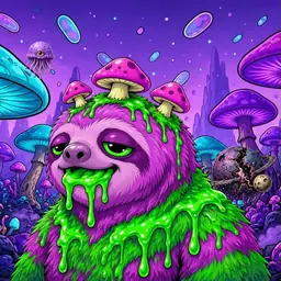 Oozlings #6880, Mutated Slime Sloth · Fungus Forest
