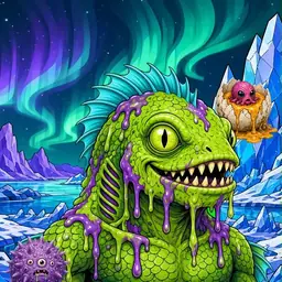 Oozlings #6889, Swamp Fish · Aurora Ice