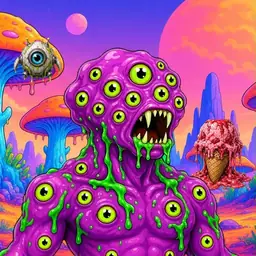 Oozlings #6892, Mutated Eyeball Cluster · Mushroom Desert
