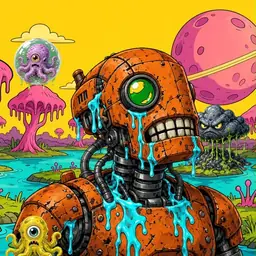 Oozlings #6899, Rusty Robot · Turquoise Swamp