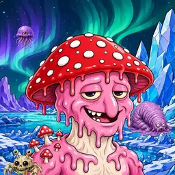 Oozlings #6908, Mushroom Head · Aurora Ice