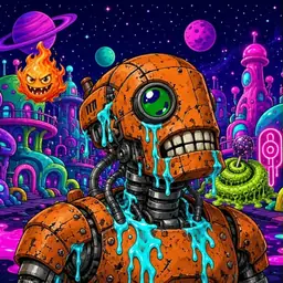 Oozlings #6915, Rusty Robot · Neon City