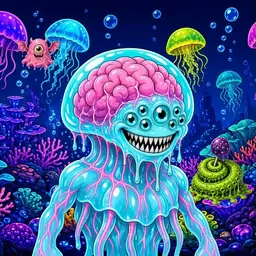 Oozlings #6916, Jellyfish Brain · Glow Reef