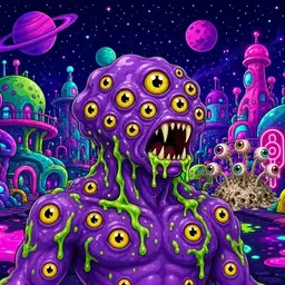Oozlings #6920, Eyeball Cluster · Neon City