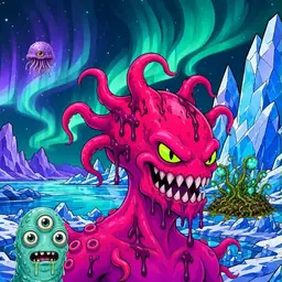 Oozlings #6930, Mutated Squid · Aurora Ice