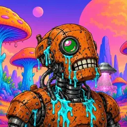 Oozlings #6932, Rusty Robot · Mushroom Desert