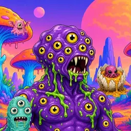 Oozlings #6939, Eyeball Cluster · Mushroom Desert
