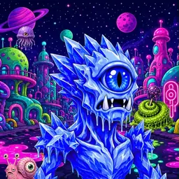 Oozlings #6943, Mutated Ice Cyclops · Neon City