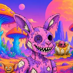 Oozlings #6951, Zombie Bunny · Mushroom Desert