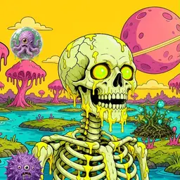 Oozlings #6958, Mutated Skull · Turquoise Swamp