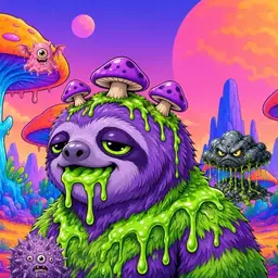 Oozlings #697, Slime Sloth · Mushroom Desert
