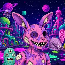 Oozlings #6971, Zombie Bunny · Neon City