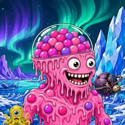 Oozlings #6977, Gumball Brain · Aurora Ice